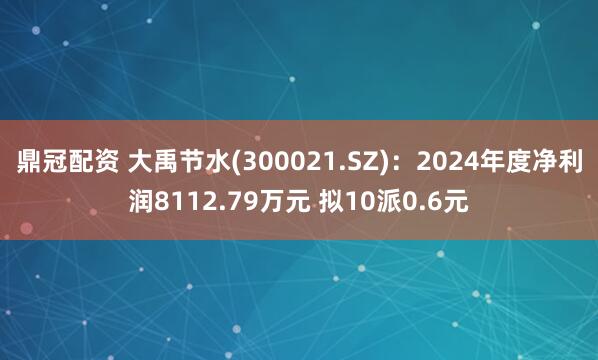 鼎冠配资 大禹节水(300021.SZ)：2024年度净利润8112.79万元 拟10派0.6元