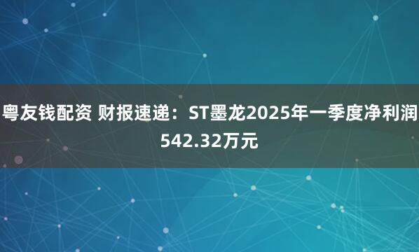 粤友钱配资 财报速递：ST墨龙2025年一季度净利润542.32万元