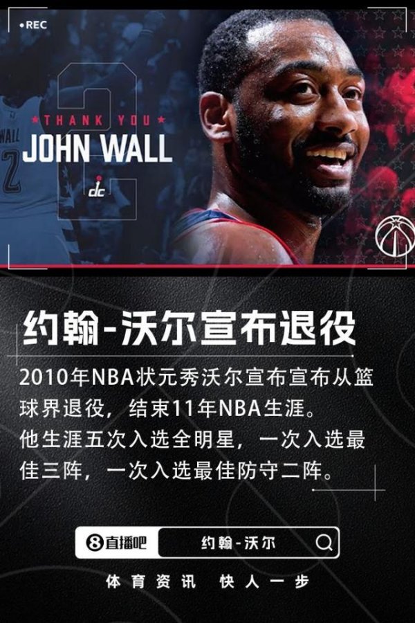 优配无忧 Shams：2010年状元约翰-沃尔宣布退役 结束11年NBA生涯
