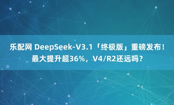 乐配网 DeepSeek-V3.1「终极版」重磅发布！最大提升超36%，V4/R2还远吗？